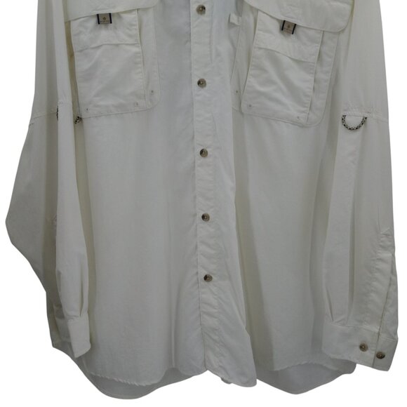Columbia PFG White Long Sleeve Button Down Vented Fishing Shirt Size XXL Mens - Picture 6 of 10